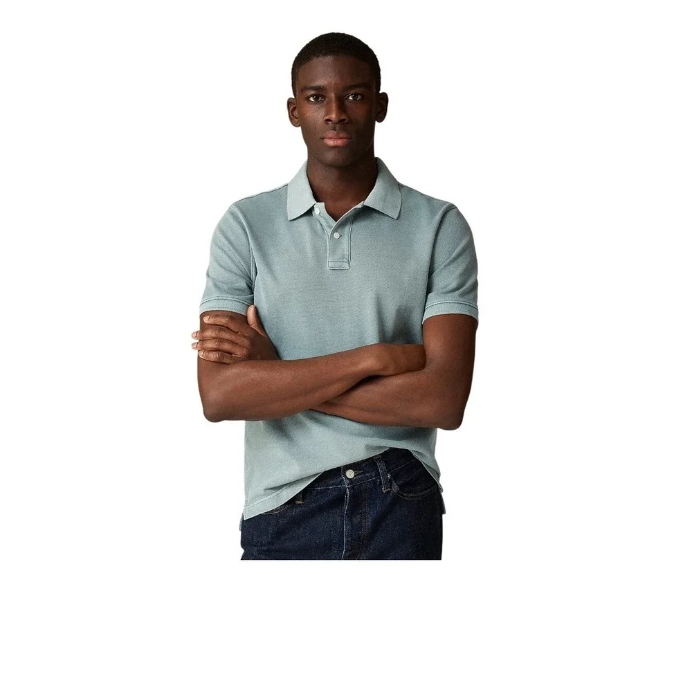 J. Crew Washed Piqué Polo Shirt Graffiti Green Knit Preppy M‎